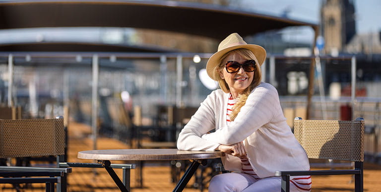 A woman on the deck on Spirit of the Danube